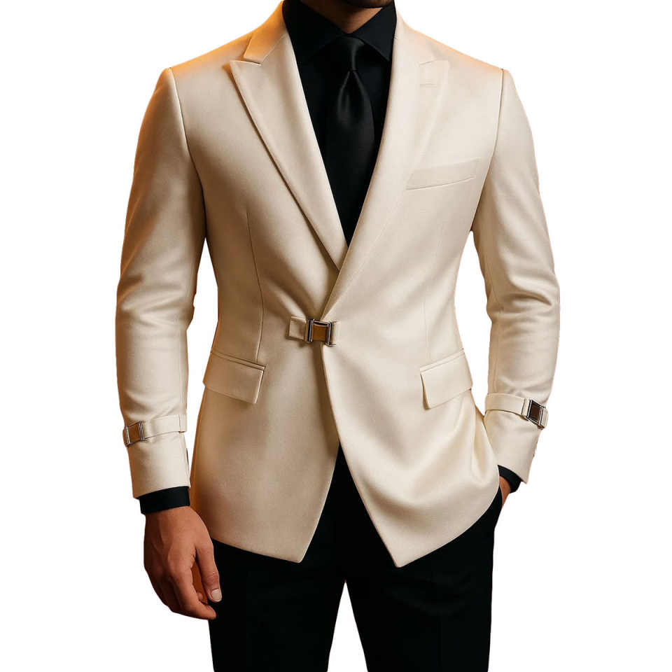 Elegant Wedding Tuxedos 2 Piece Set Peaked Lapel Men Suit Classic Fit Single Breasted Evening Prom Grooms Blazers Customized