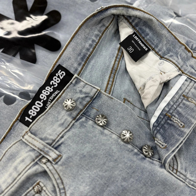 Fashion LOST SHDWS JEANS Solid Embroidery Flower Men Women Micro Flared Denim Pants One Day Shipped Out 250905