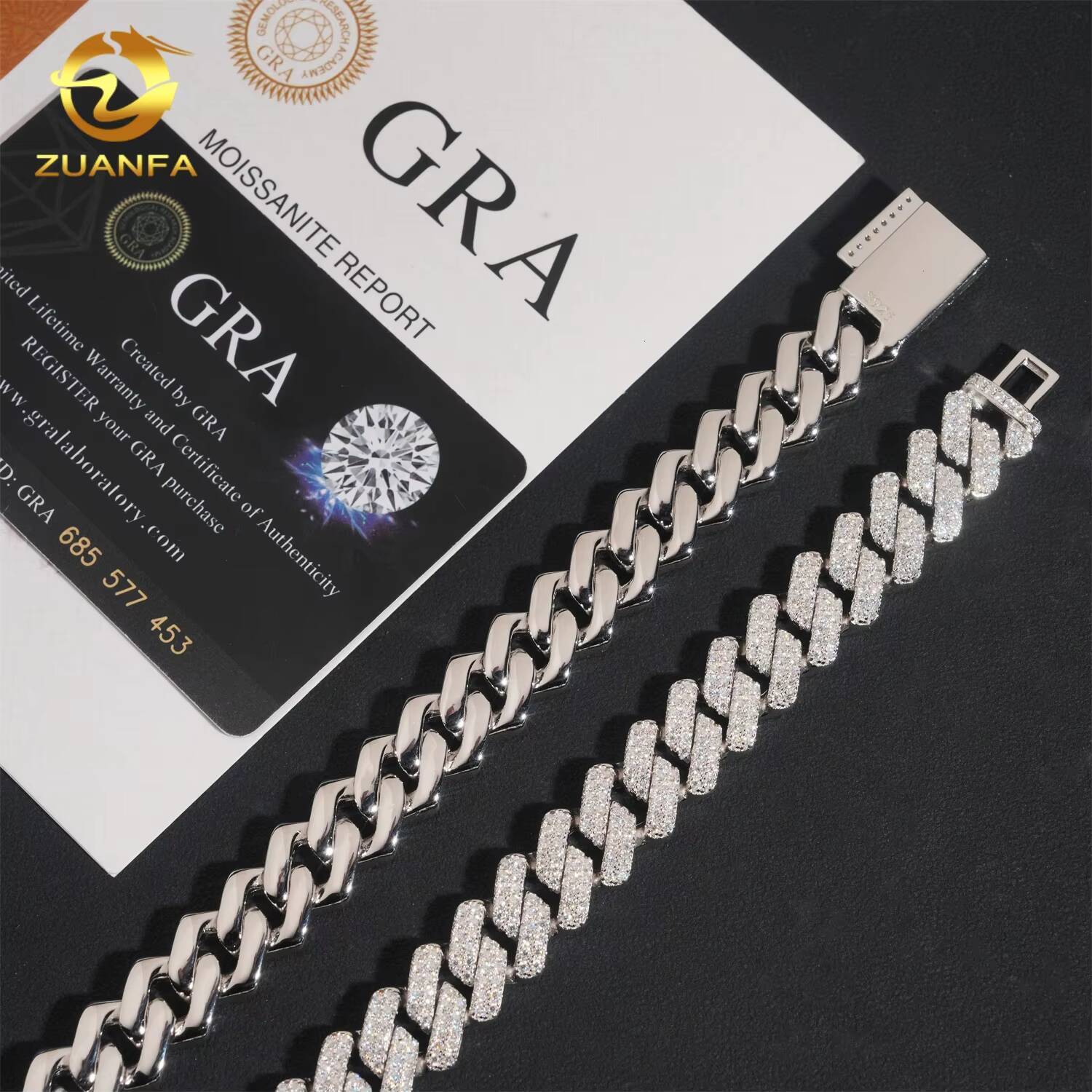 Custom 2Rows 14mm Iced Out Diamond 925 Silver VVS D Moissanite Miami Cuban Link Chain Necklace Hip Hop Moissanite Jewelry