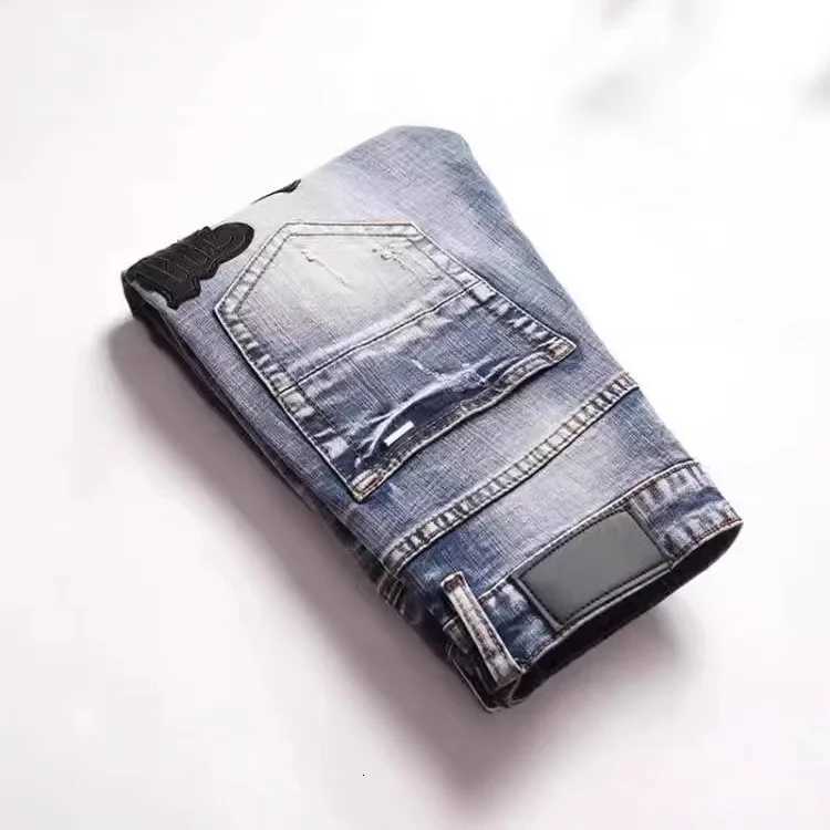 Mens Slim Fit Skinny Jeans Stretch Denim Ripped Distressed Patchwork Embroidery Vintage Design Fashion SS Casual Pants Jeans W250905