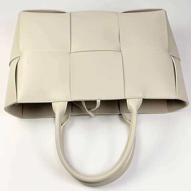 Women's Bags 2021 Large Lattice Square Shape Woven Tote Shoulder Bag Genuine Leather Famous Brand Designer Handbags