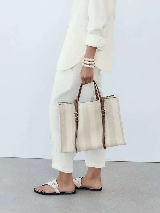 Fashion Vintage Canvas Women Shoulder Bags Crossbody Casual Strips Tote Versatile Hand Bag