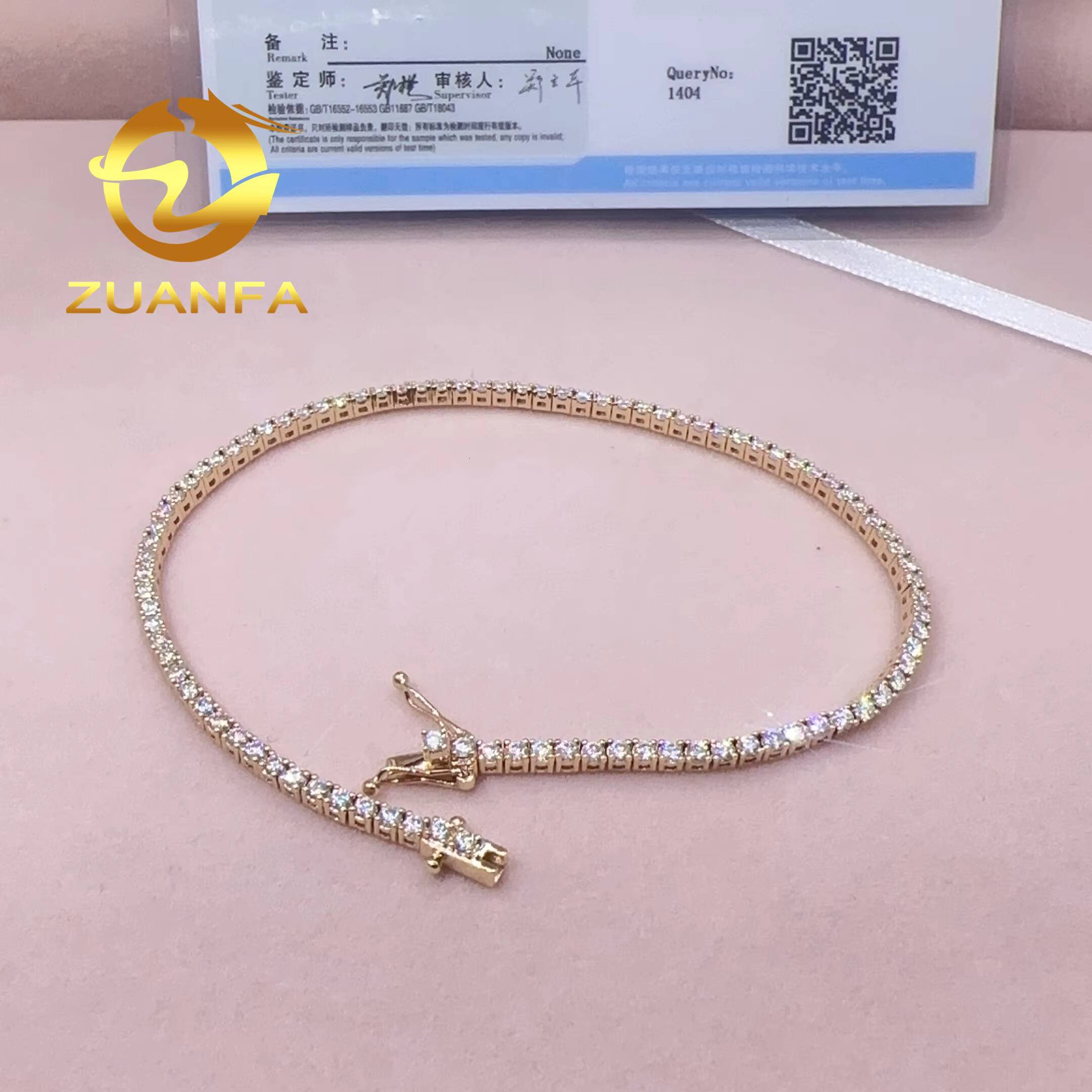 Hip Hop Jewelry Moissanite Tennis Chain 2mm 10k14k Vvs Diamond Fashion Tennis Chain Necklace Bracelet