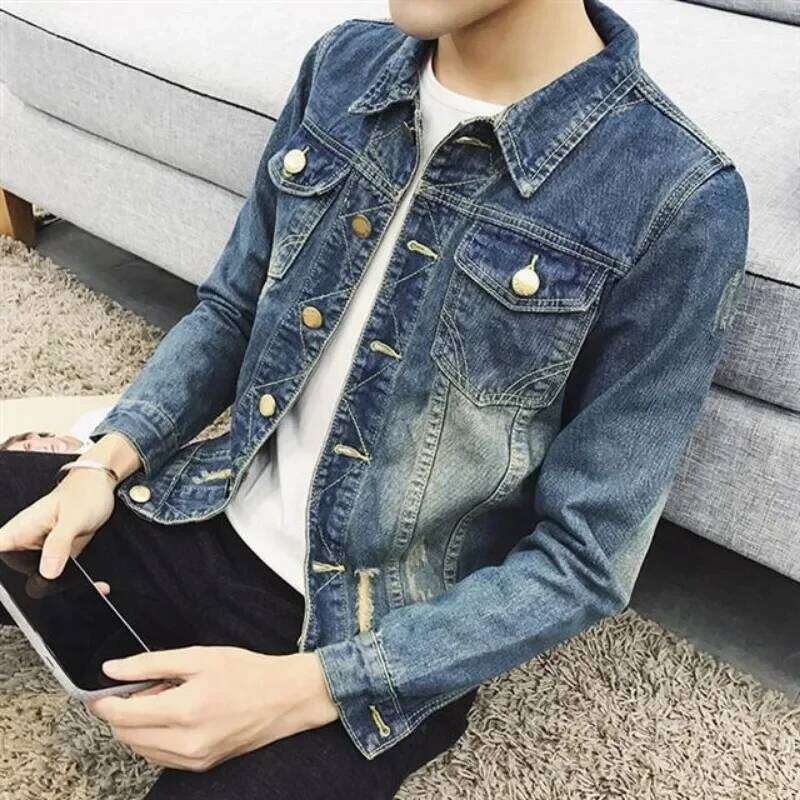 Button Casual Slim Men's Denim Jacket Korean Popular Clothes Male Jean Coats Short Clothing New In Fast Deery Joker Korea Y2k