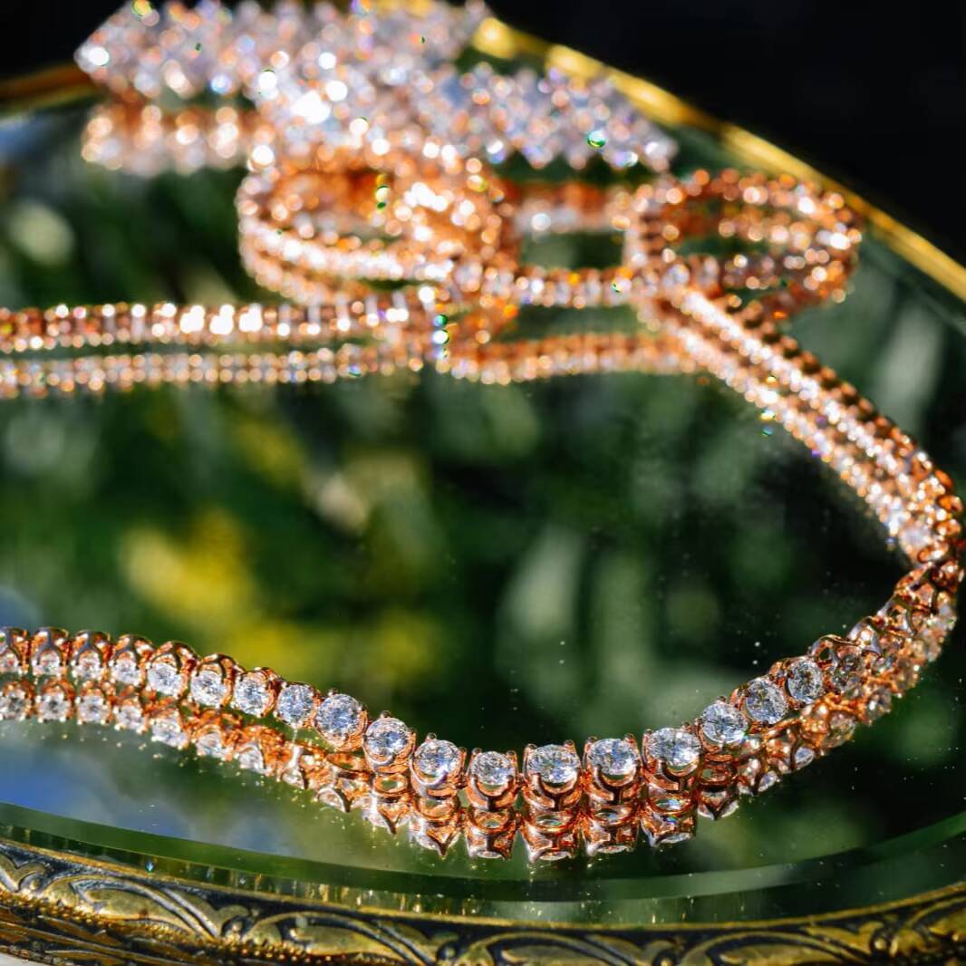 3 Prong Tennis Necklace in 14k White Gold Moissanite Tennis Eternity Chain 17 D Color Diamond Gift Tennis Chain