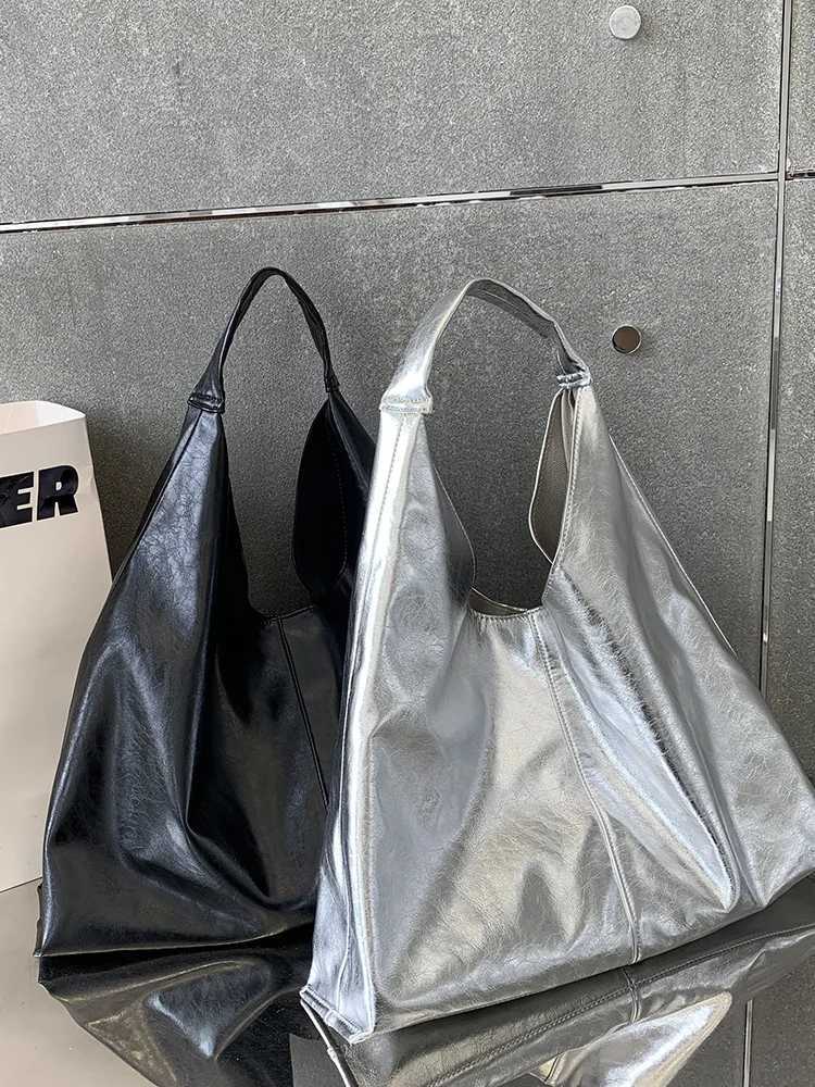 Fashion Silver Women shoulder bag Large design ladies Hobos handbags PU Leather Big Totes Commuting female Armpit bag bols Z250903