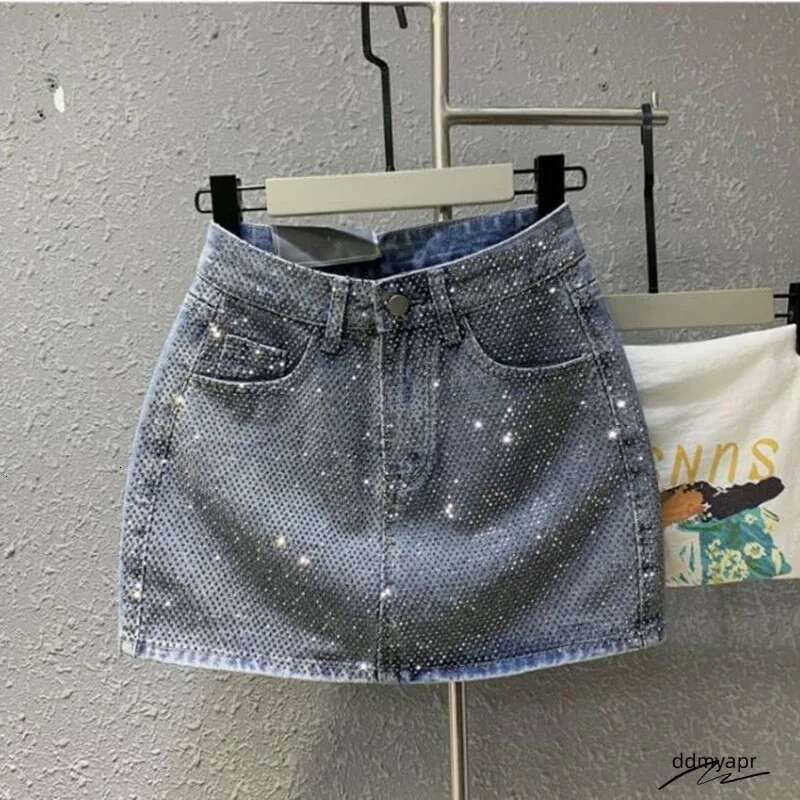 ddmyday Heavy Industry Hot Drilg High-End Denim 2024 Spring And Summer New High Waist Pink Sexy A-Word Skirt ddmyday ddmyday ddmyday