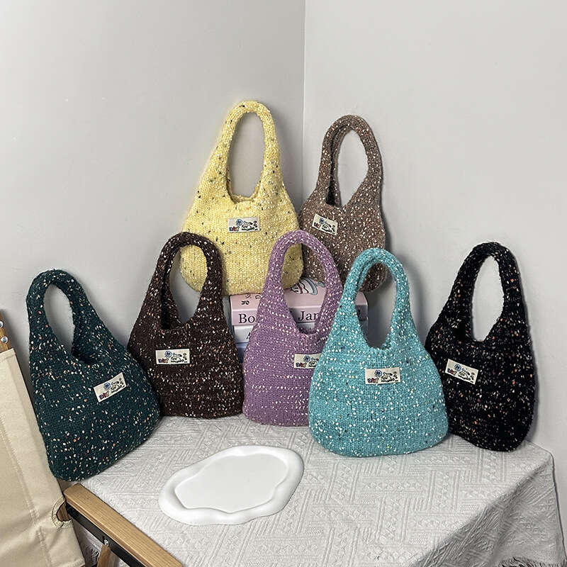 Small Tote New Color Dot Blended Knitted Handbag Korean Style Atmosphere Fashion Commuter Shoulder Bag