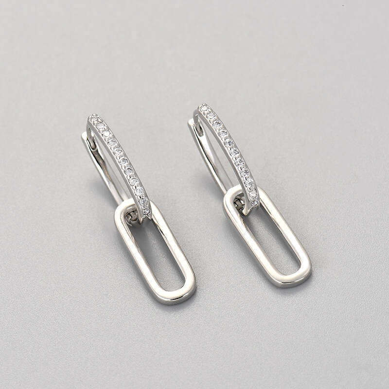 DH collections: Korean - inspired Minimalist and Unique Micro - set Zircon - inlaid Elliptical Ear Clips for Women