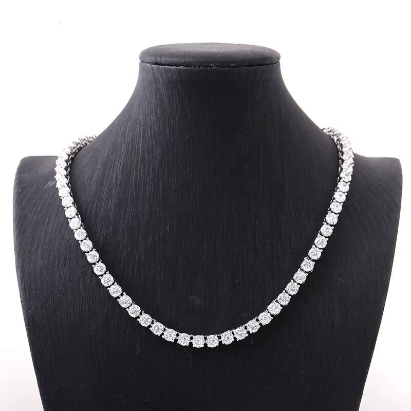 Provence Mens Diamond Tennis Chain 3mm6mm Mens Bracelet Necklace 10k White Gold Finish Full Diamond Cut Prong Setting