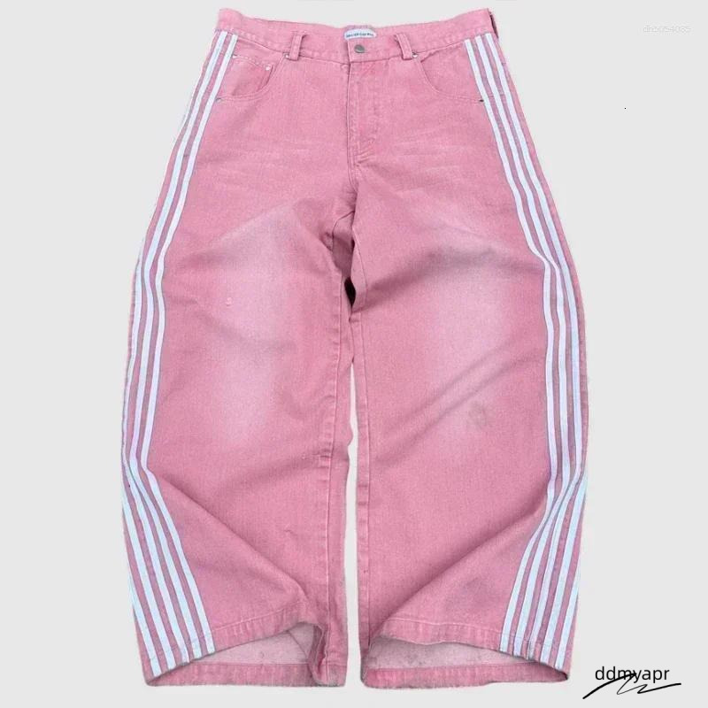 Men's Pants Y2k Baggy Jeans Haruku Striped Embroidered High Quality Vintage Streetwear Hip Hop Goth ddmyday Men Women Wide Casual Leg Denim Desig