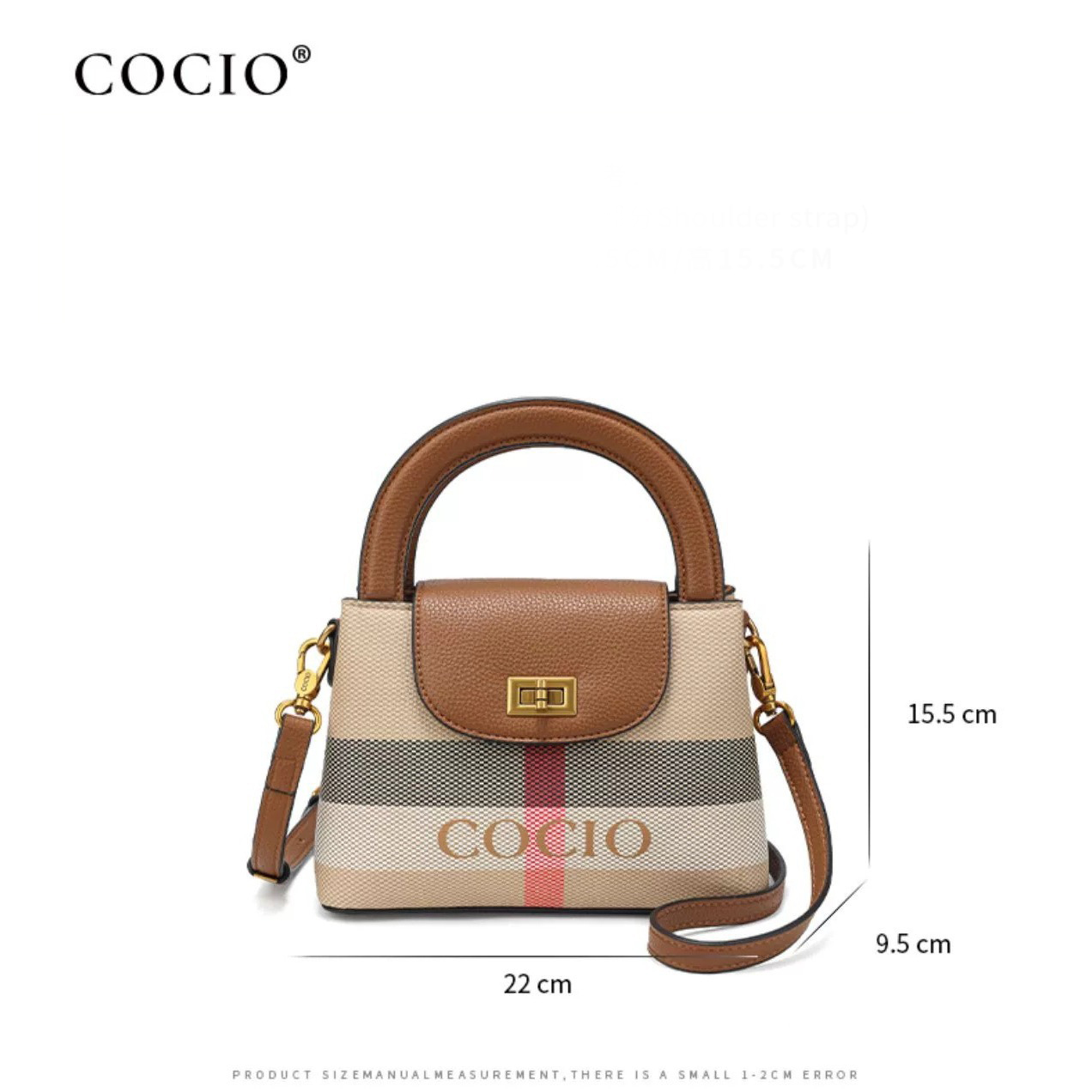COCIO designer bag New affordable luxury genuine leather flap check plaid tartan high-quality fashionable casual womens cross bag