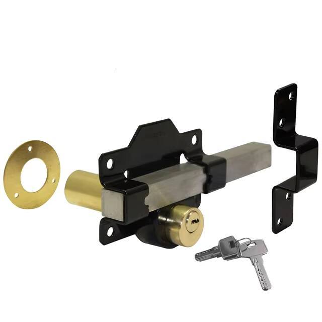 Long Throw Door Lock SS304 Bolt 5 Brass Keys, 50/70mm Cylinder, Double Action.