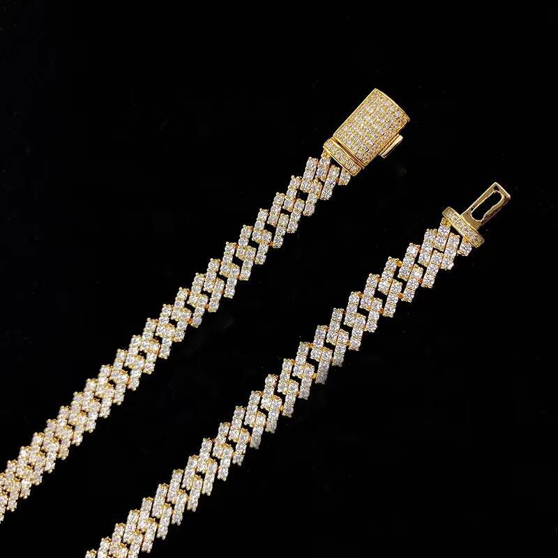 Iced Out Micro Pave Lab Diamonds Hip Hop Cuban Link Chain Necklace Moissanite Jewelry