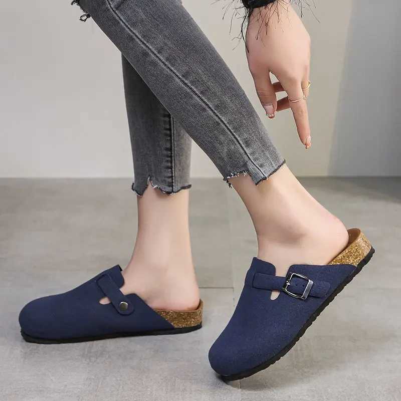 Comemore Sandals Women 2022 Mules Slippers Retro Suede Sandals Solid Color Men Womens Shoes Light Comfortable Slipper Clogs 45 W250905
