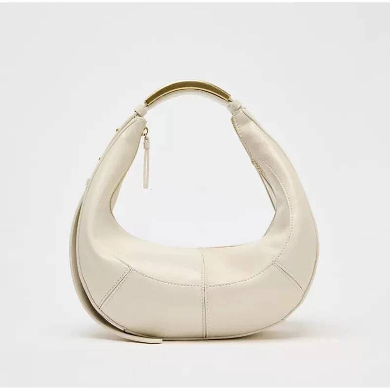 Classic Retro Crescent Shoulder Curved Metal Handle Handbag Brand High-end Leather ing Underarm Bag Fashion Hot high-quality