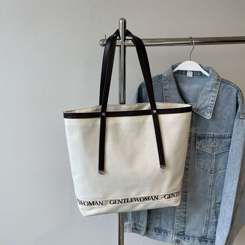 Designer Bags Gentle Woman Color-Block Letter Print Large Capacity Tote Canvas 2025 New Versatile Shoulder Bag