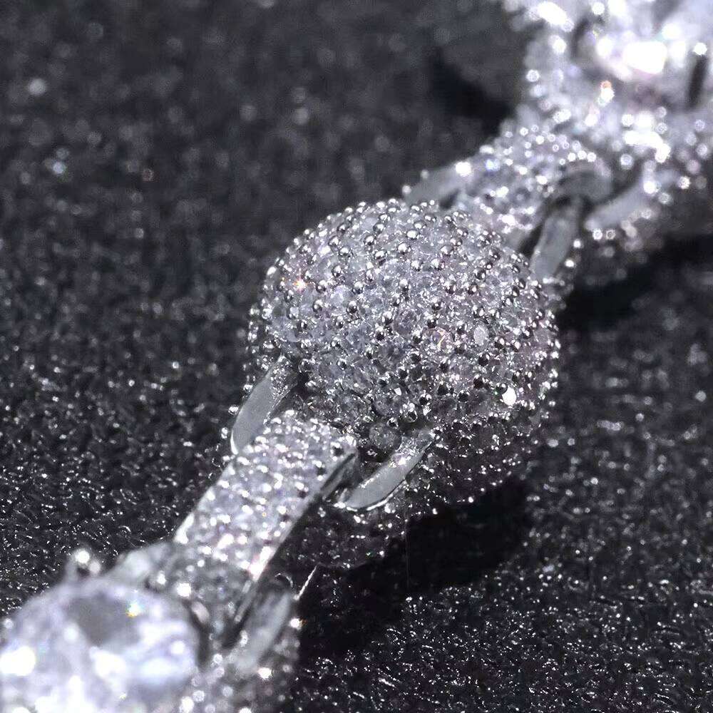 NUOYA Iced Out Four Leaf Clover Spherical Cuban Link Chain Bracelet Gold Sier Plated Dia Zircon Hip Hop Jewelry