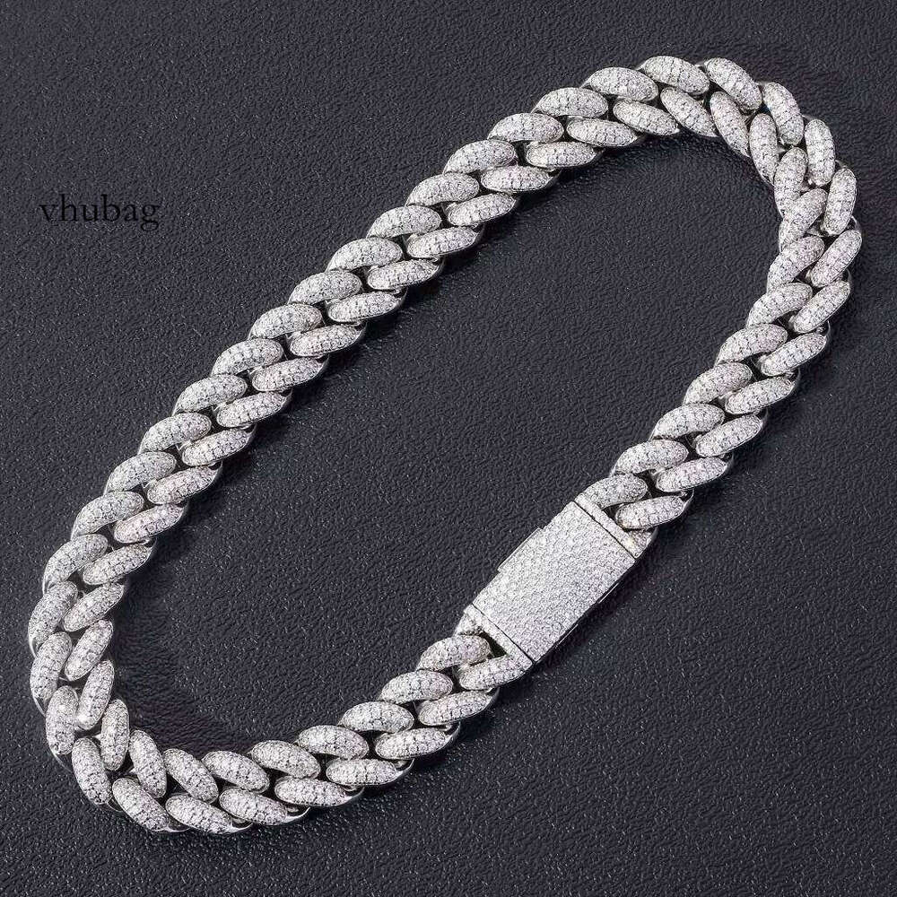 Hip Hop VVS Moissanite 20mm Width Necklace & Bracelet Fine Jewelry Sterling Sier Dia Cuban Link Chain