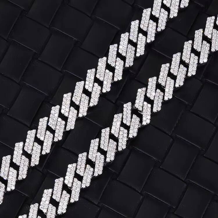 Pass Diamond Tester GRA Moissanite Diamond 8mm Wide 2Rows S925 Solid Silver Cuban Link Chain for Rapper HipHop Necklace