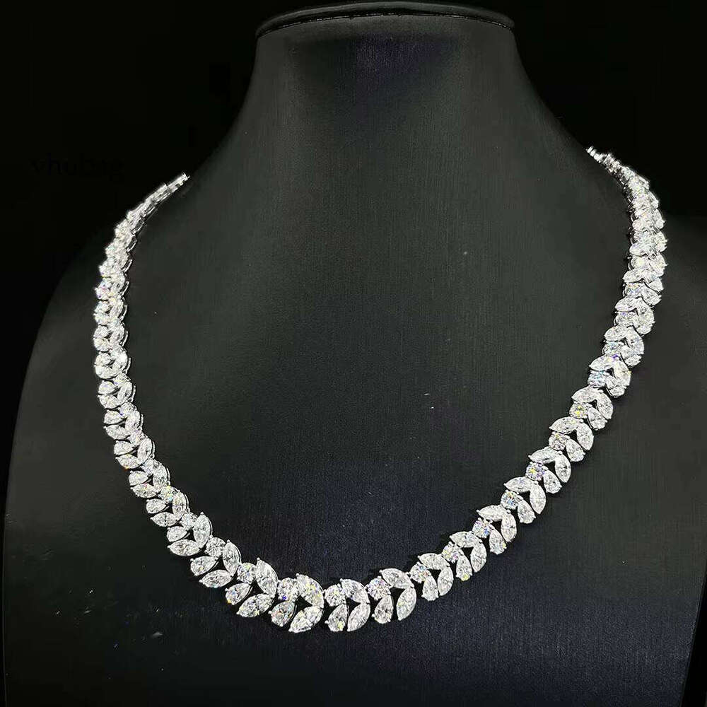 Sterling Sier Plated White Gold Moissanite Necklace Custom 15mm Width Fine Jewelry with Bracelet for Women Gifts