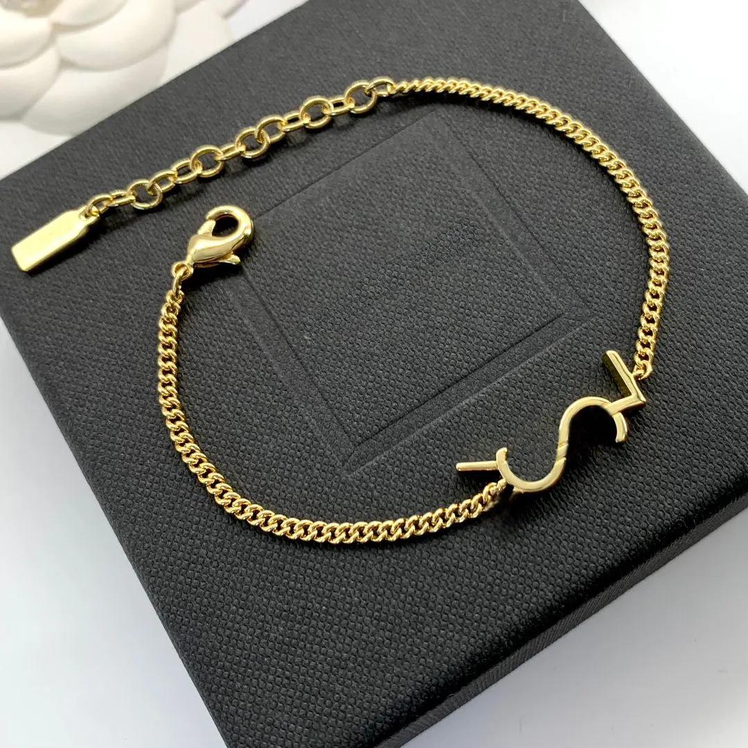 Luxury original designer Girls boys letter slim thin charm bracelets elegant 18K Gold silver Bangles earrings necklaces Y branded engrave women men