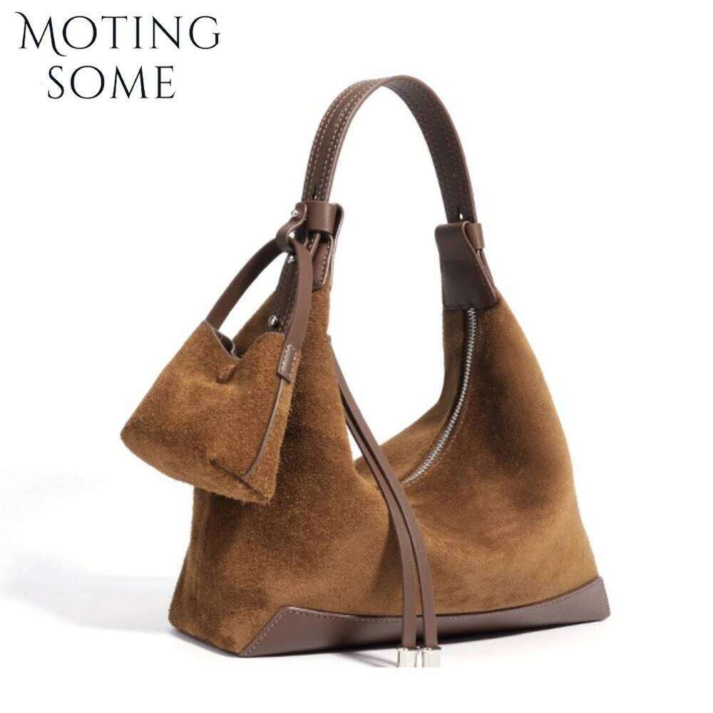 Motingsome 2025 New Suede Genuine Grade Women Classic Handbag Stylish Underarm Bag Commuter Cross Shoulder Messenger Tote