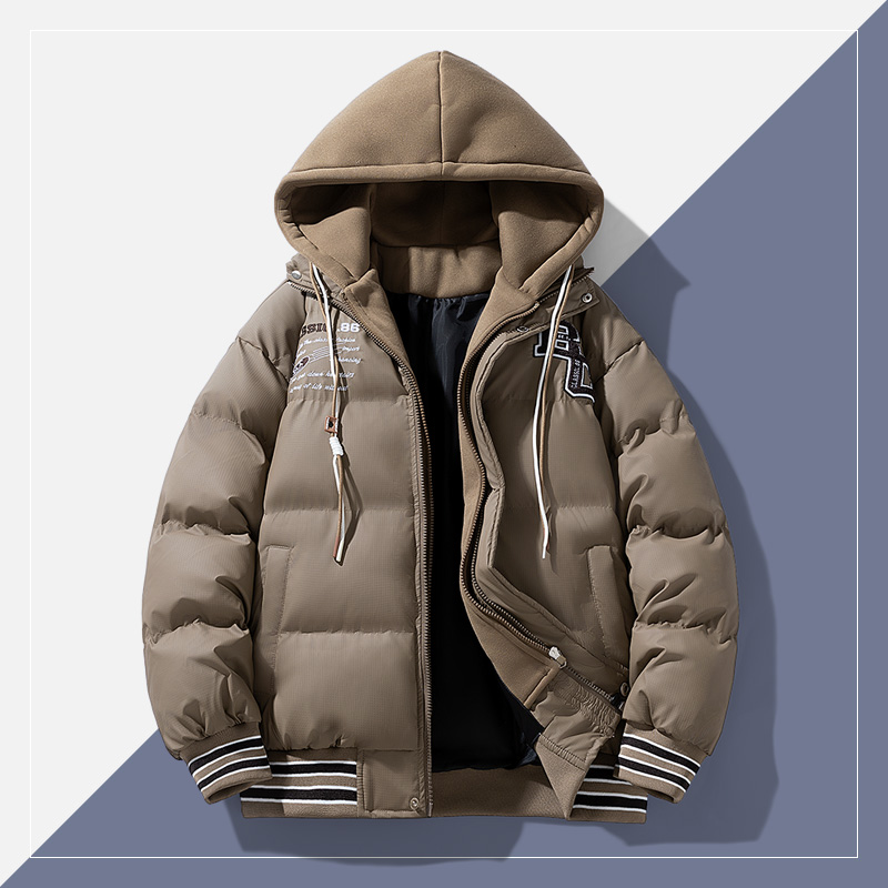 Cotton padded jacket for men and women in winter, with thick velvet and outdoor cotton clothing for men, cool and casual trend