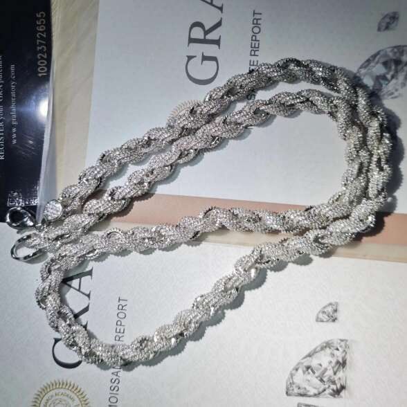 Hip Hop VVS D Color Moissanite Jewelry Women Men Cuban Link Iced Out Tennis Rope S Sier Chain Necklace
