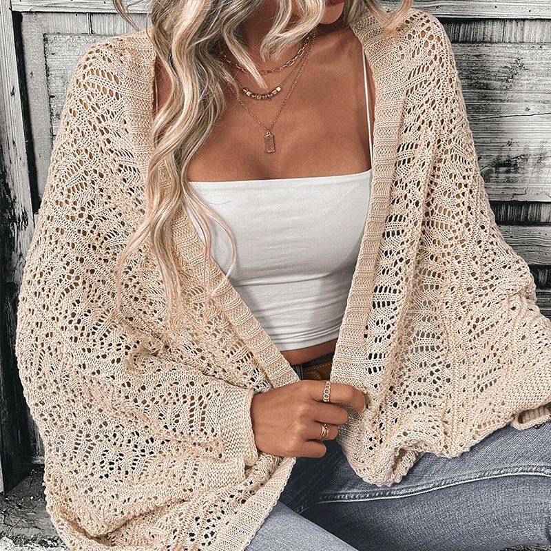 Branded clothing women's front-opening batwing sleeve loose cardigan knitted
