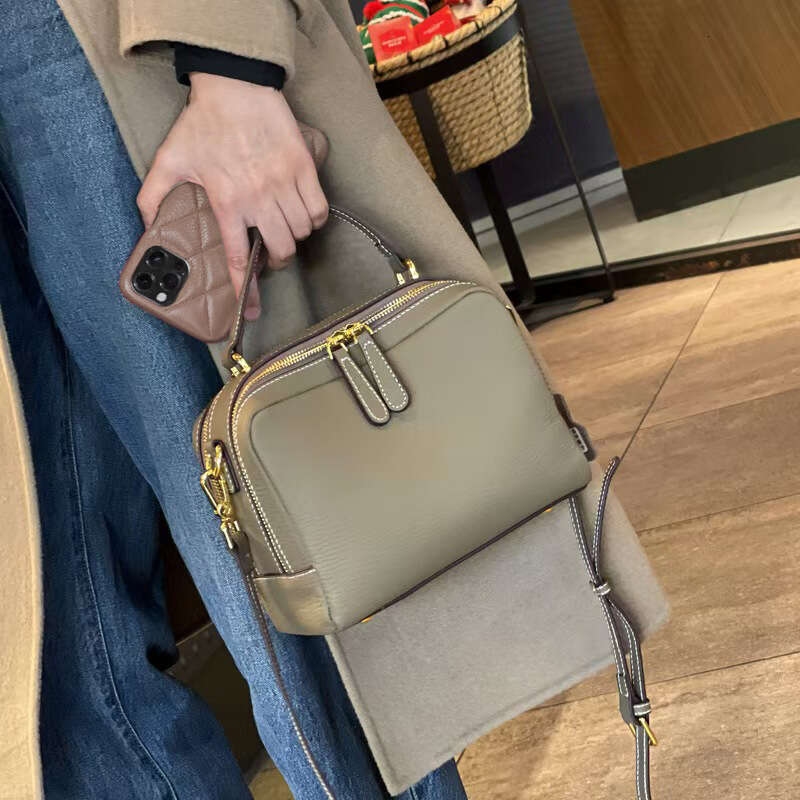 Top Layer Cowhide Handbag 2025 New Genuine Leather Women's High-end Single Shoulder Crossbody Small Square Bag