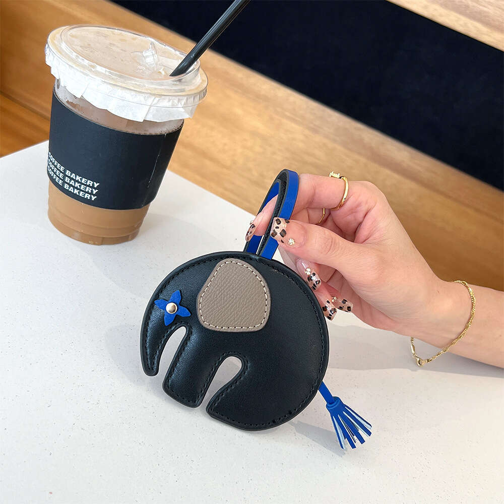 DHEssentials 2025 Cartoon Elephant Leather Charm, Handmade Accessory, Ins Style, Car/Bag Pendant, Multiple Colors