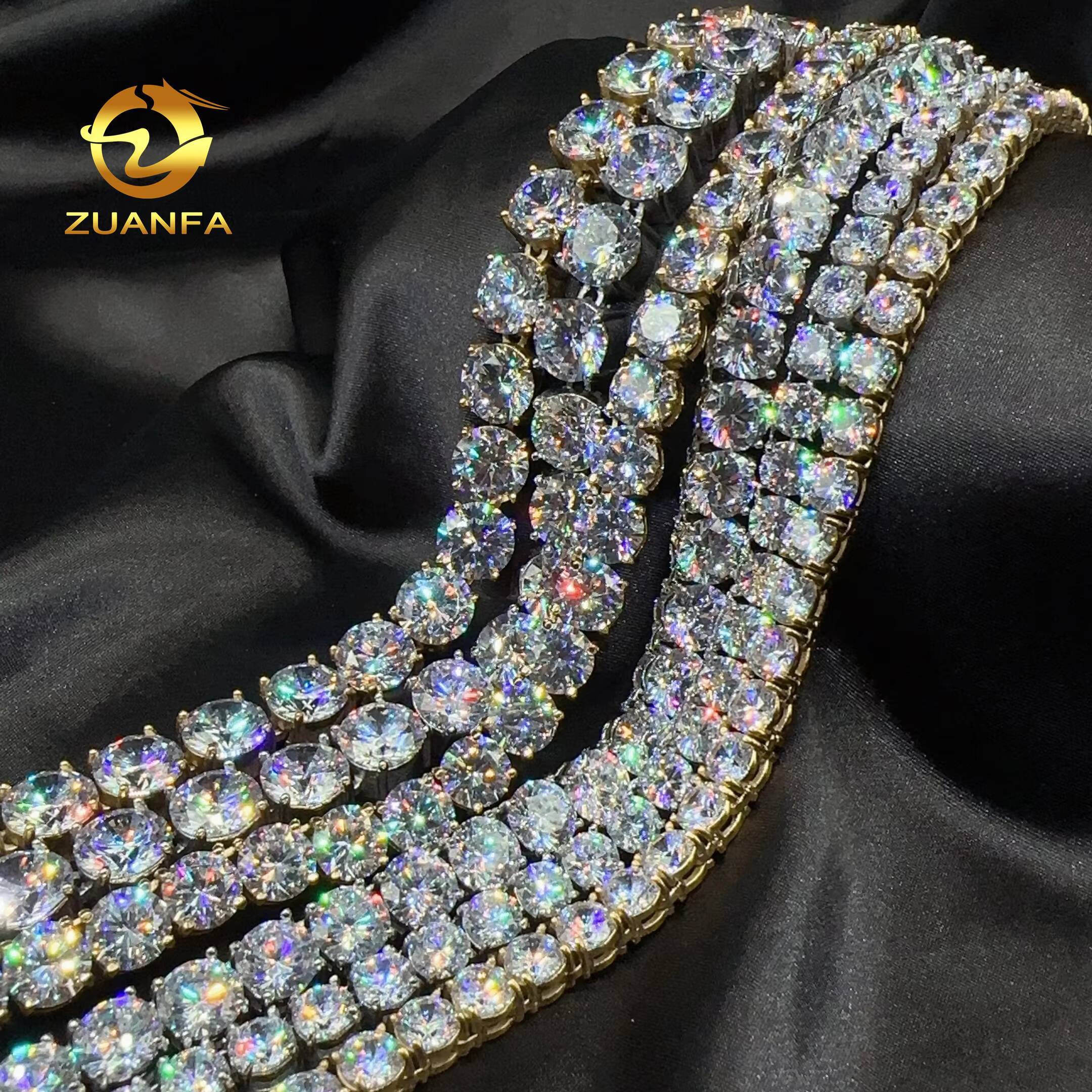 Fashion Shining Jewelry 5A Moissanite Diamond 316L Stainless Steel Necklace 6mm 8mm 10mm Tennis Chain Hiphop Chain