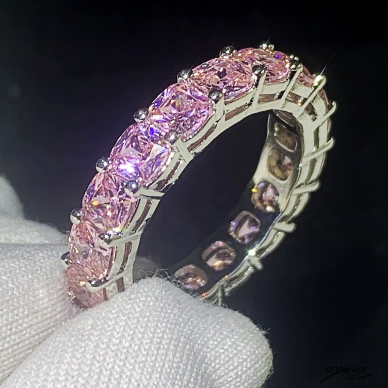 Top Selling High Quality Brand New Jewelry Sterling Sier Princess White Topaz CZ Dia Gemstones Women Wedding ddmyday Band Ring Gift