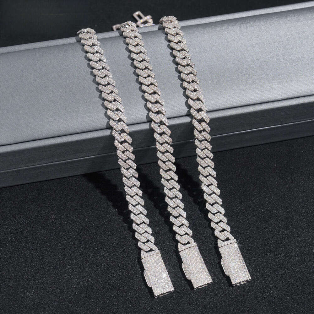 Hot Selling Hip Hop Jewelry 6mm 8mm 10mm Sterling Sier 14K Gold Iced Out Link Moissanite Cuban Bracelet