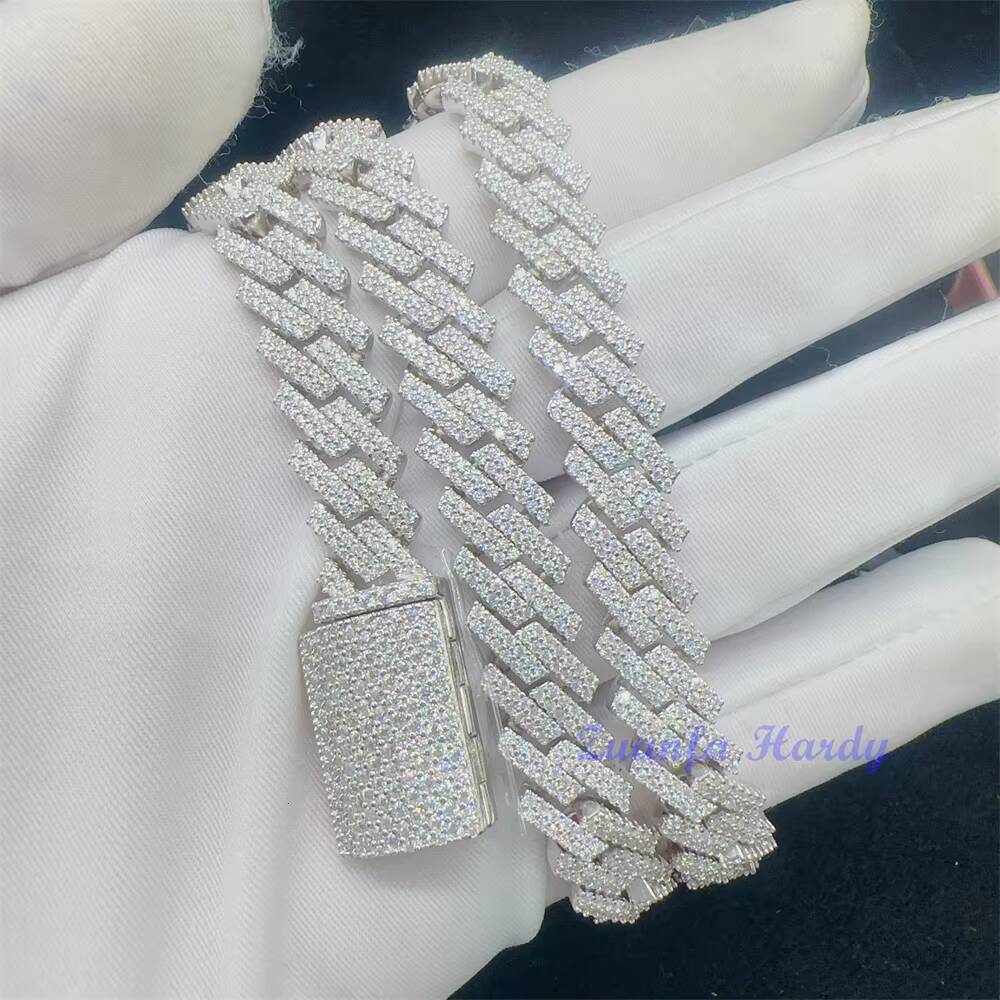 Custom Jewelry Hip Hop Men Bracelet Chain Jewelry 10mm 18 20 22 24 Cuban Link Necklace VVS Moissanite Cuban Chain