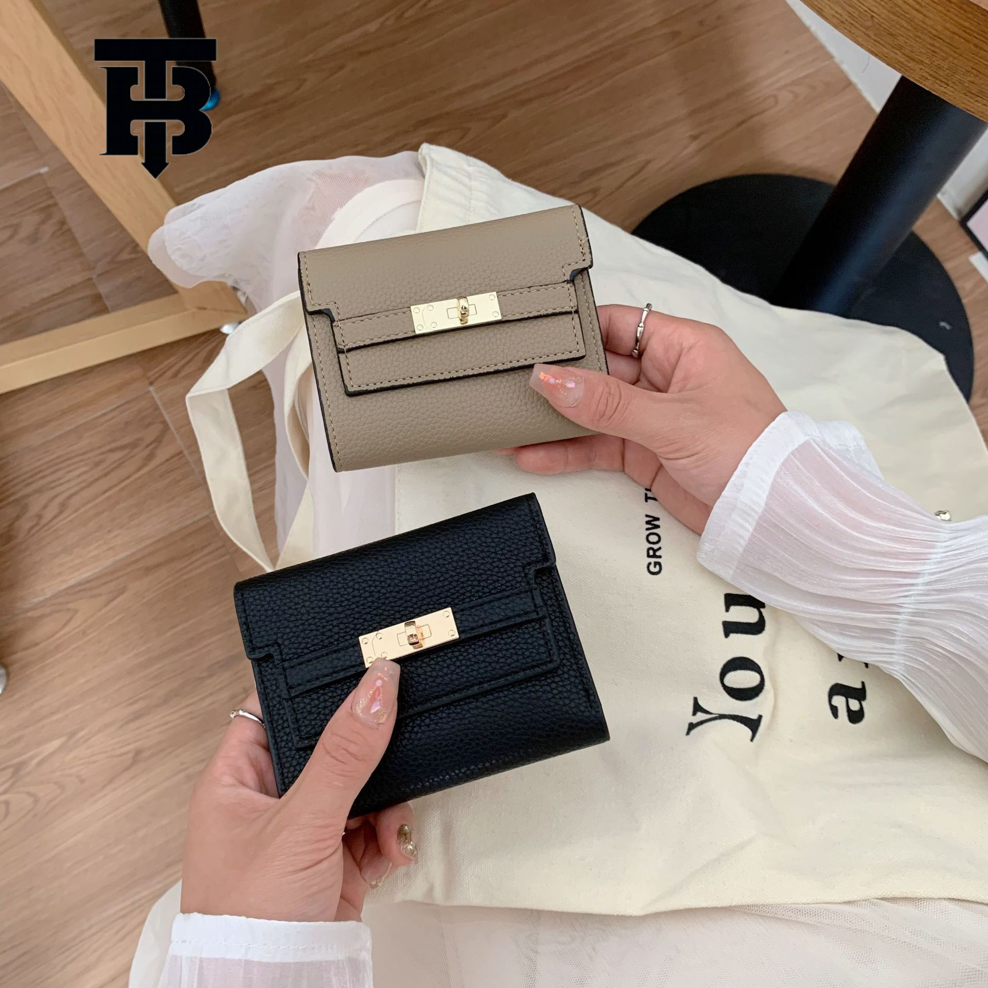 TB BHULAMTE Designer Bag Women's Wallet INS Style Small Wallet High-end Feel Small Foldable Wallet Luxury Bag Short Clutch Cross-border Wallet