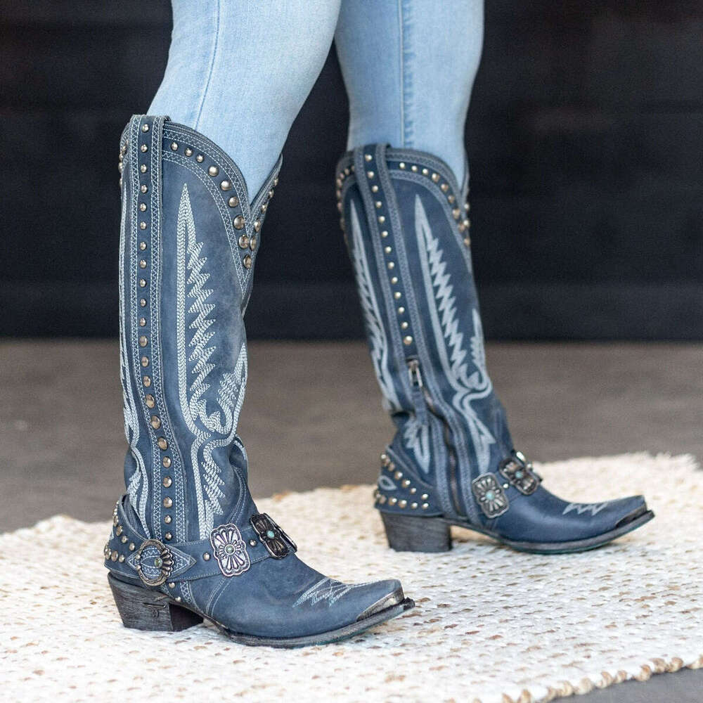 Autumn Winter New Knight Western Style Women's Competitive Cowboy Large Size Long Boots