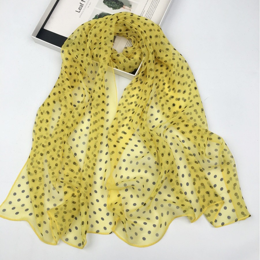 K1817 Korean imported georgette fabric spring and autumn women's printed silk scarf fashionable temperament niche tail