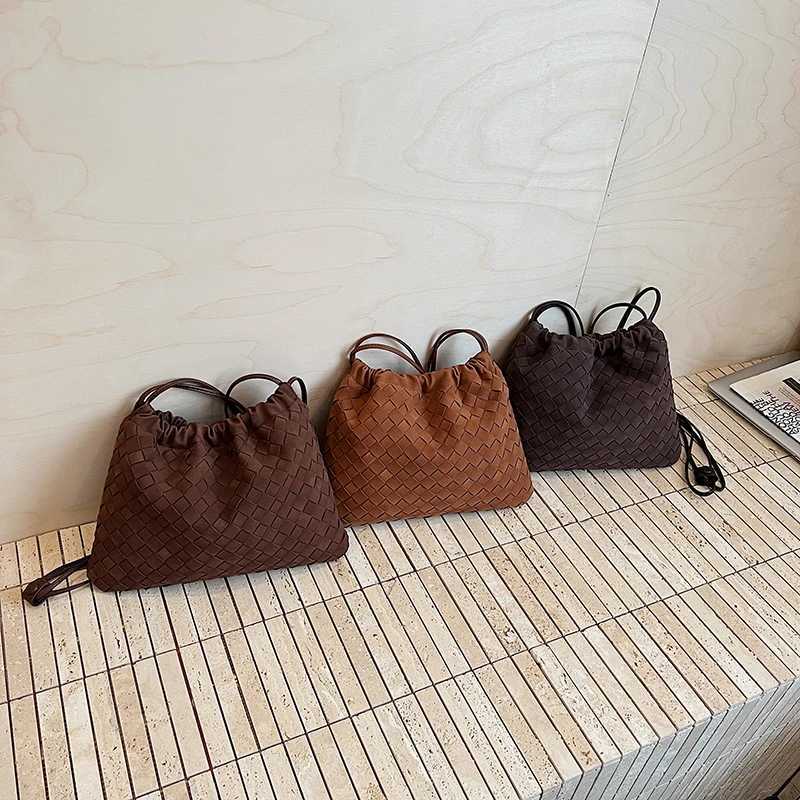 Zeyph Woven Drawstring Faux Suede Material Matte Feel Women s Autumn Winter Tote Bag Shoulder Bag Crossbody Bag Z250903