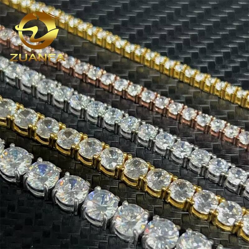 Wholesale Moissanite Tennis Chain Hip Hop Bling Jewelry 18K Gold Plated Cubic Moissanite Shining Diamonds Tennis Chain Necklace bracelets