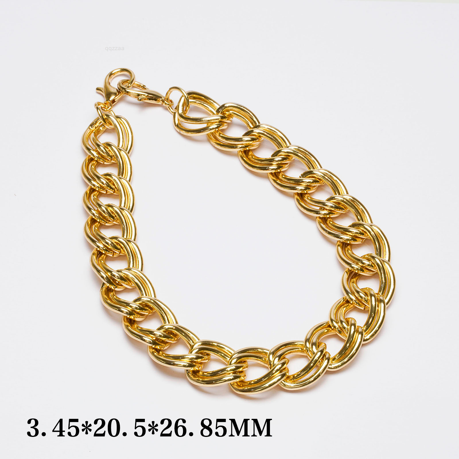 45 Aluminum Alloy Minimalist 2Layer Link Cuban Chain Necklace Retro 14K Gold Plated Fashion Accessory