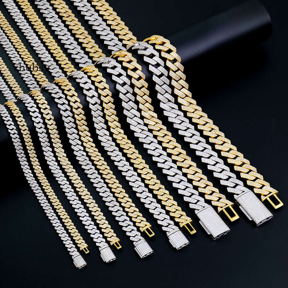 Men's Sterling Sier Hip Hop Jewelry Vvs Iced Necklace 8-20mm Gra Certified Mossanite Moissanite Dia Cuban Link Chain