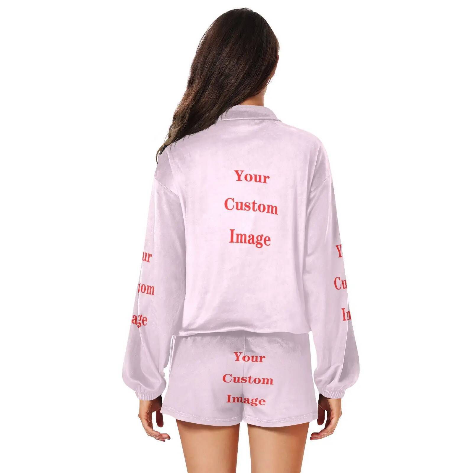 New Fashion Sporty Sweatsuits Ladies Two piece Zippered Cropped Hoodie and Shorts Suit Sportswear for Women Customized image