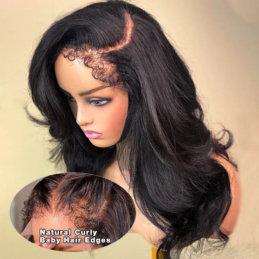 Kinky Curly Wigs Human Hair Baby Hair 13x6 HD Lace Frontal Black Body Wave Wigs Vietnamese Glueless Human Hair Wig or Women