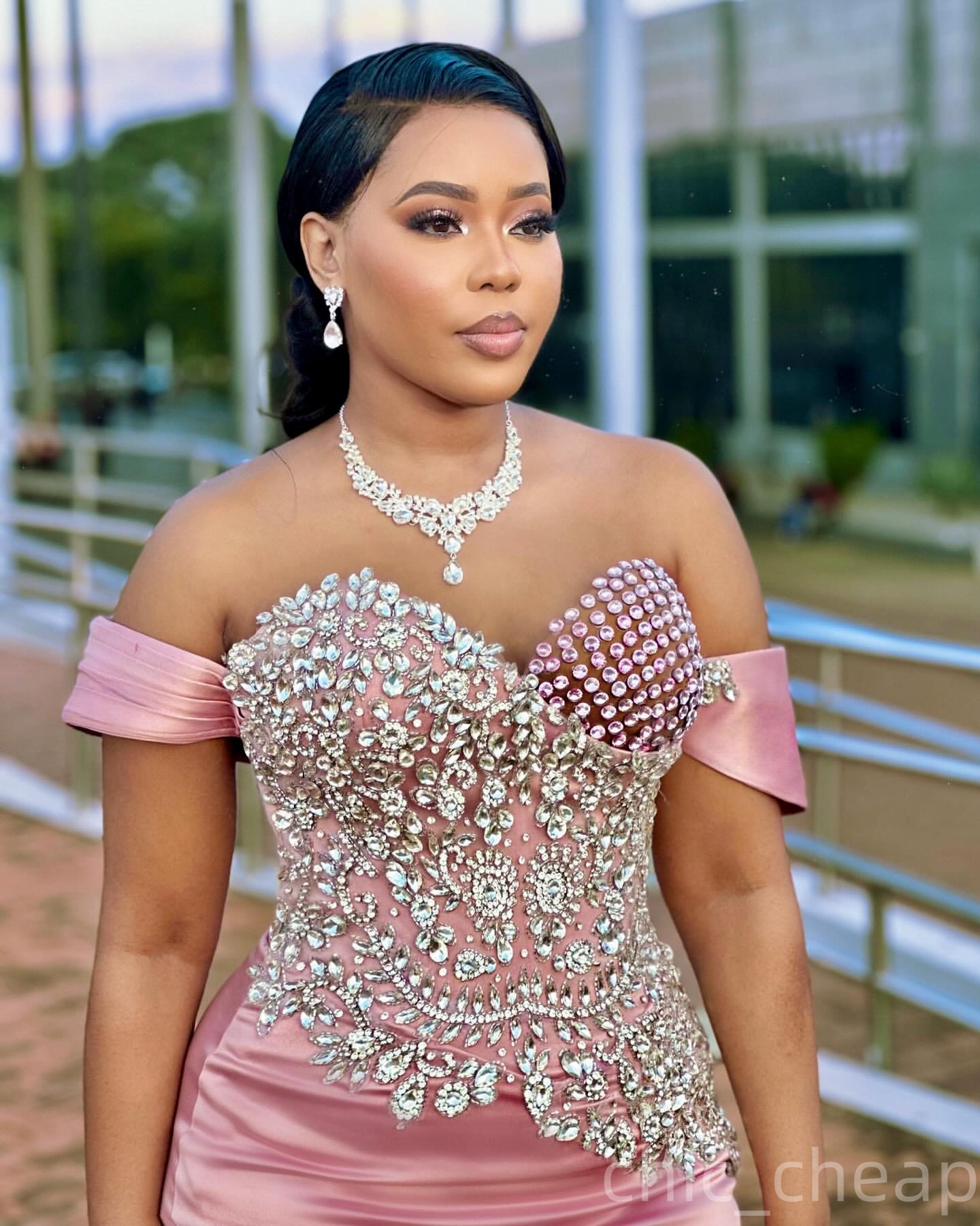 Aso Ebi Mermaid Pink Prom Dresses 2025 Beaded Crystals Satin Sweetheart Evening Formal Party Second Birthday Engagement Gowns Plus Size Dress For Spec