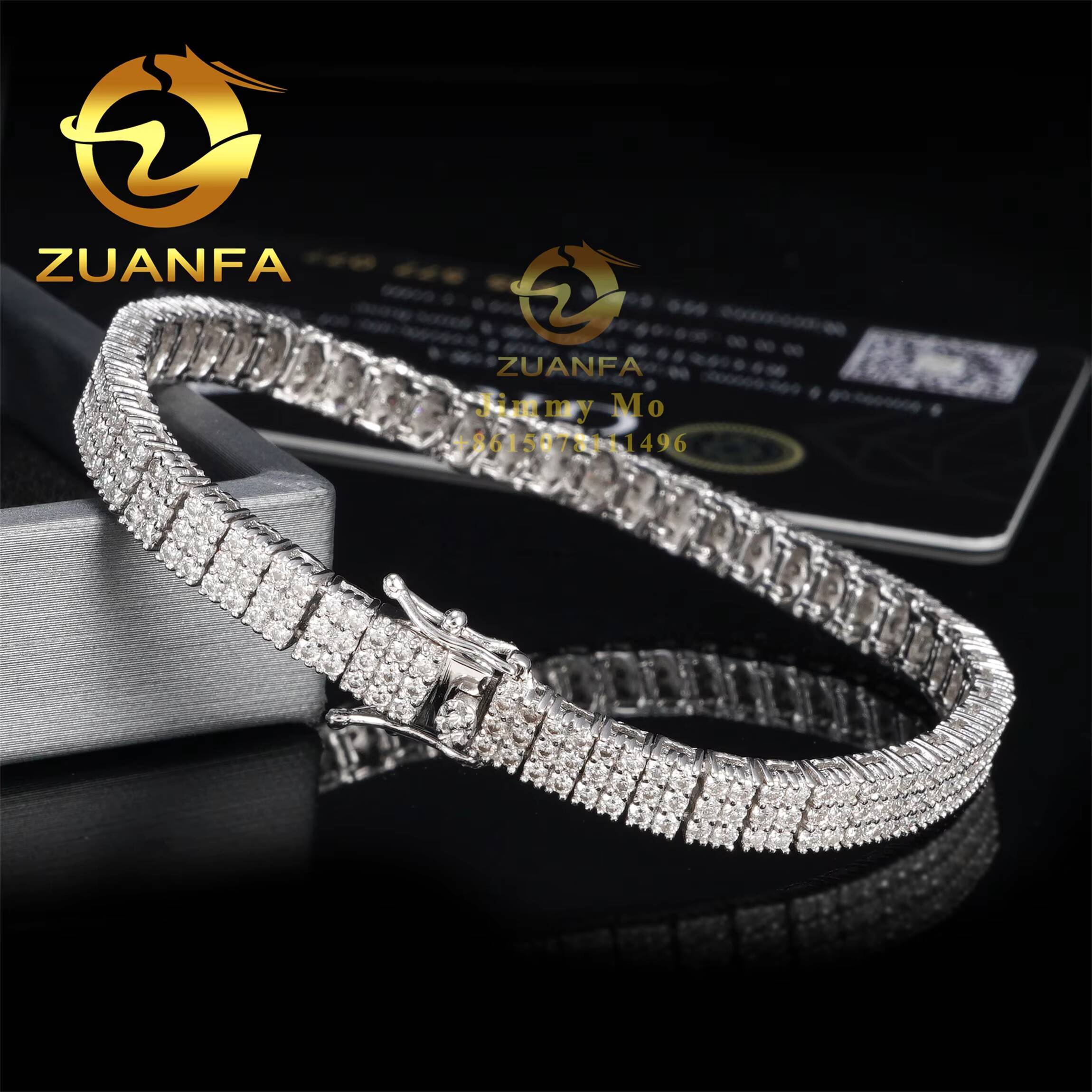 Pass Diamond Tester 6MM Luxury 925 Sterling Silver Iced Out Hip Hop Fire Jewelry VVS1 Moissanite Cluster Tennis Chain Bracelet