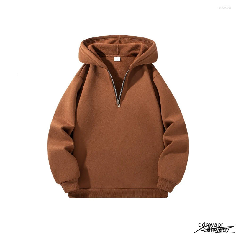 Cotton Men's Hoodies Half Zipper Ddmyday Hooded Solid Color Long Sleeve Sweatshirts Autumn ddmyday Loose Sport Warm Sweats Fashion Casual Pullove