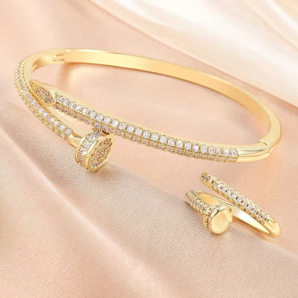 Htpwe Fashion Snake Bone Bracelet Ring Set For Wen 18k Gold Couple Holiday Gift Bracelet Ring Set Party Daily Jewelry S250905