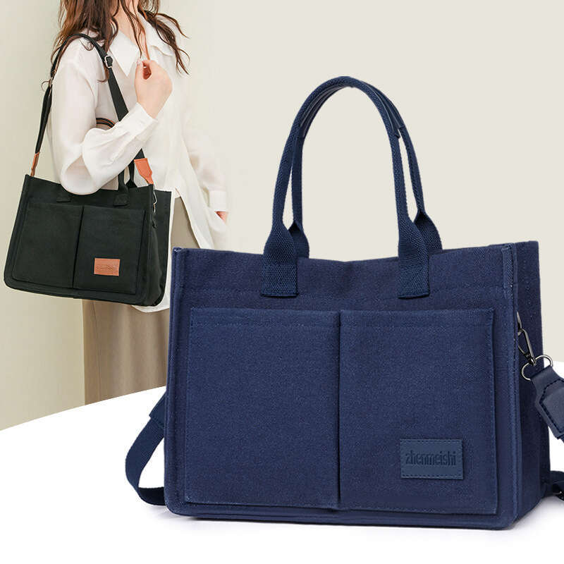 Women's New Commuter Ladies Handbag Simple Canvas Tote Large Capacity Casual Shoulder Crossbody Bag for Women
